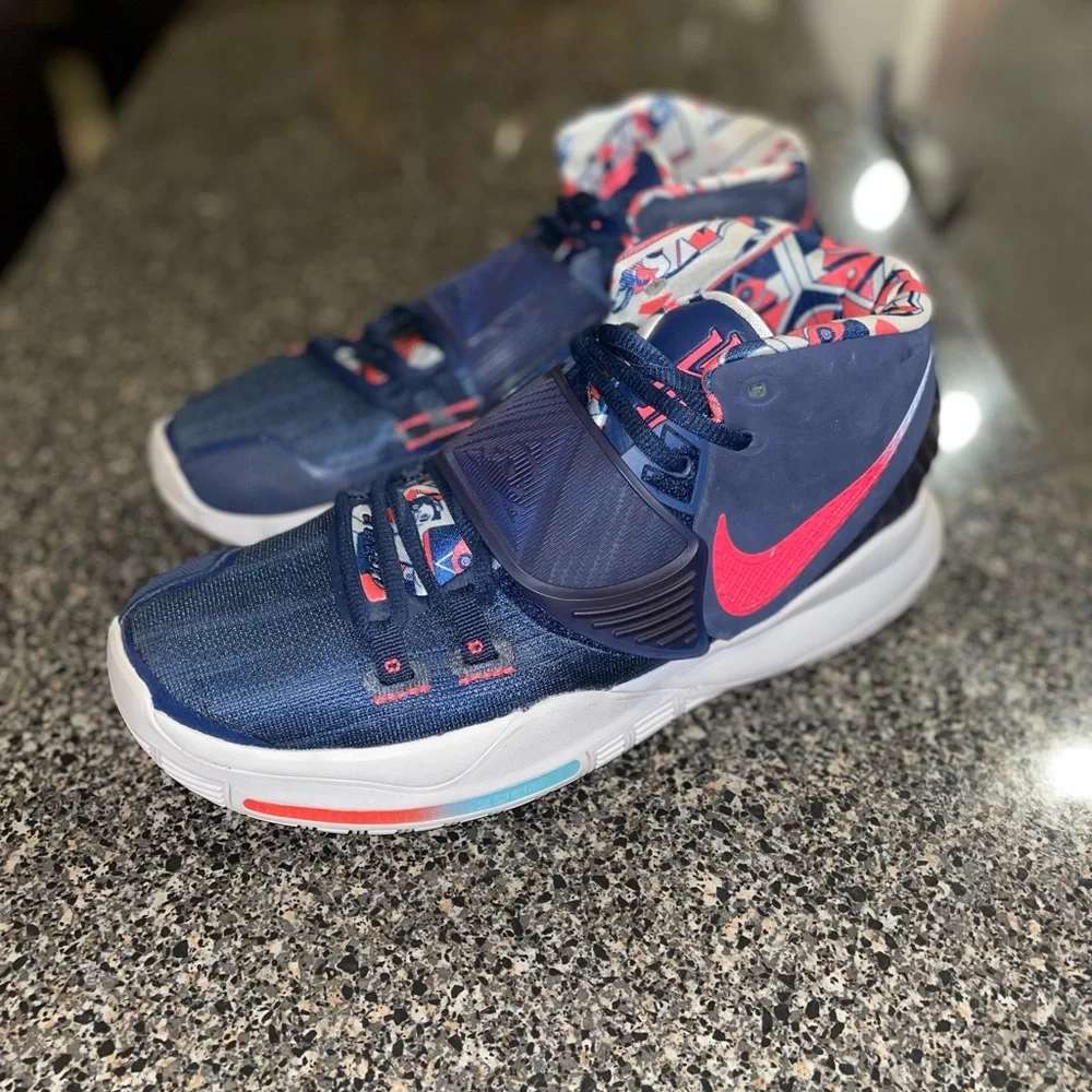 Nike Kyrie 6 ‘USA’ Navy Laser Crimson BQ4630-402 Mens Size 8 VNDS Balled Once - Picture 1 of 7